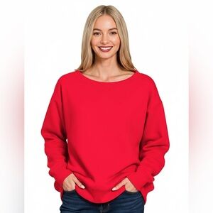 Zenana Fleece Boat Neck Sweatshirt